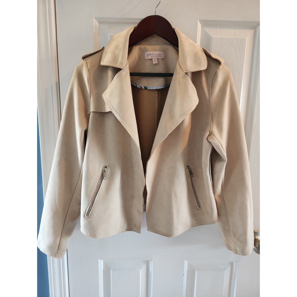 Philosophy Women's Dress Jacket Cream Faux Leather Large